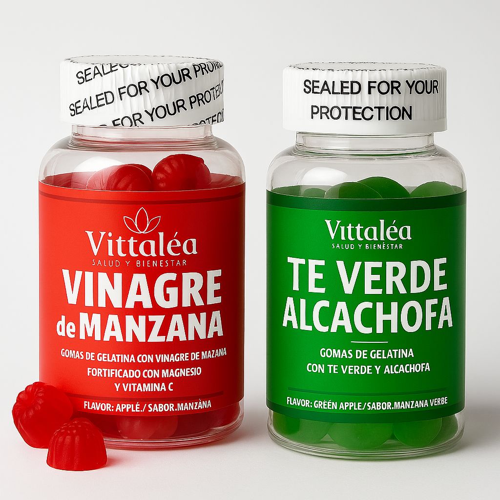 Combo Detox & Control de Peso I Gomitas de Vinagre de Manzana 🍎 + Te verde y Alcachofa  🍏